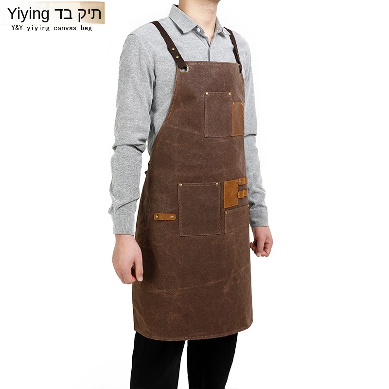 Woodworking Apron - Şık Yağlı Kanvas Önlük Alet Çantası