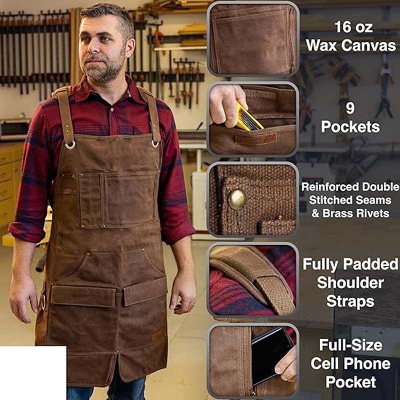 Woodworking Apron - Ağır Kalınlaştırılmış Kanvas Önlük Omuz Koruyucu